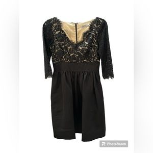 Eliza J Women’s Lace Cocktail Dress Black/Cream A Line Fit‎ & Flare 3/4 Size 4